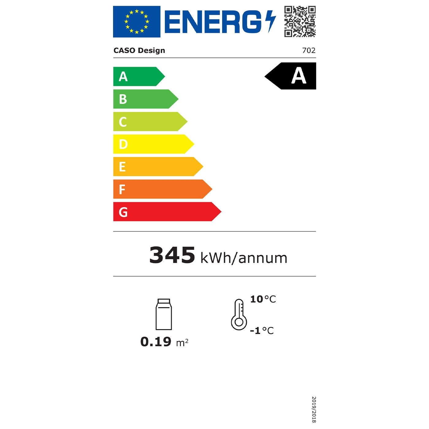 Getränkekühlschrank CASO BBQ Cooler Black S-R energy label