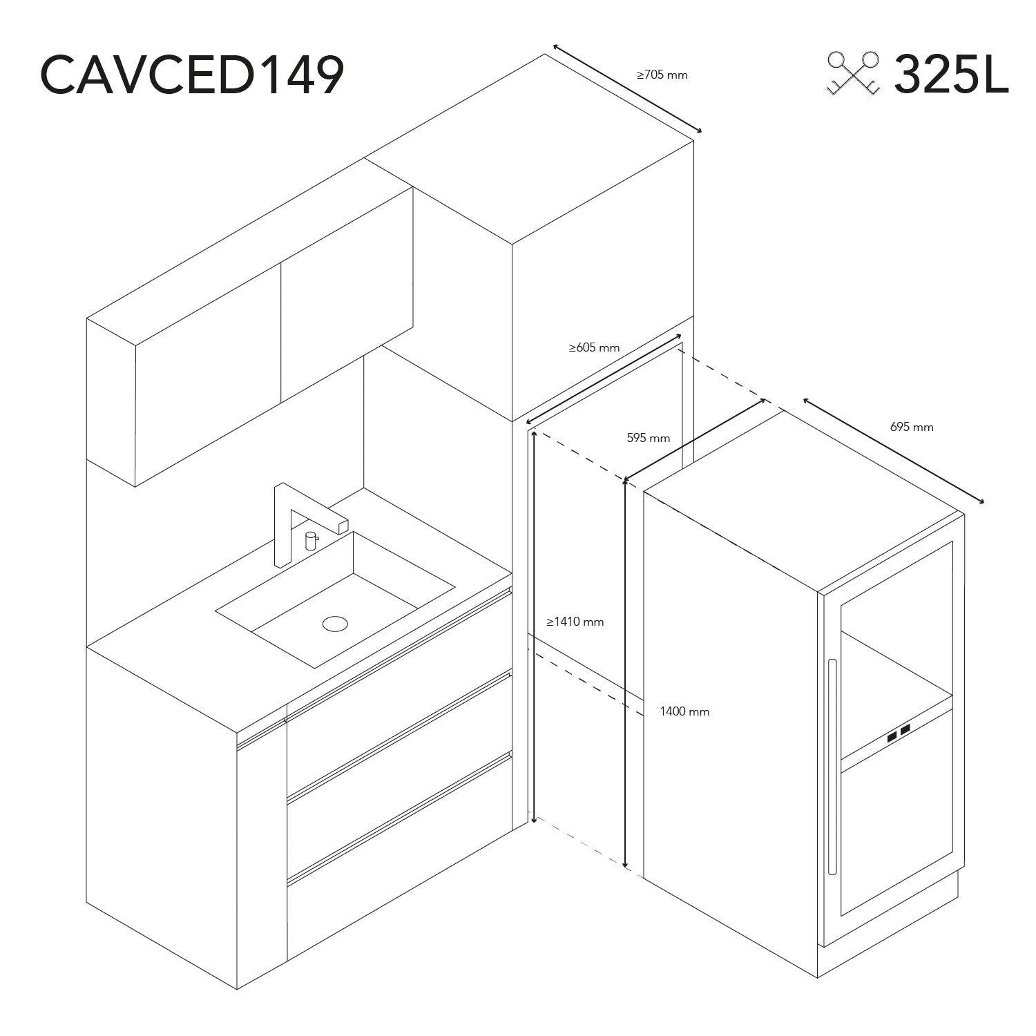 Wine refrigerator 149 bottles Les Petits Champs CAVCED149