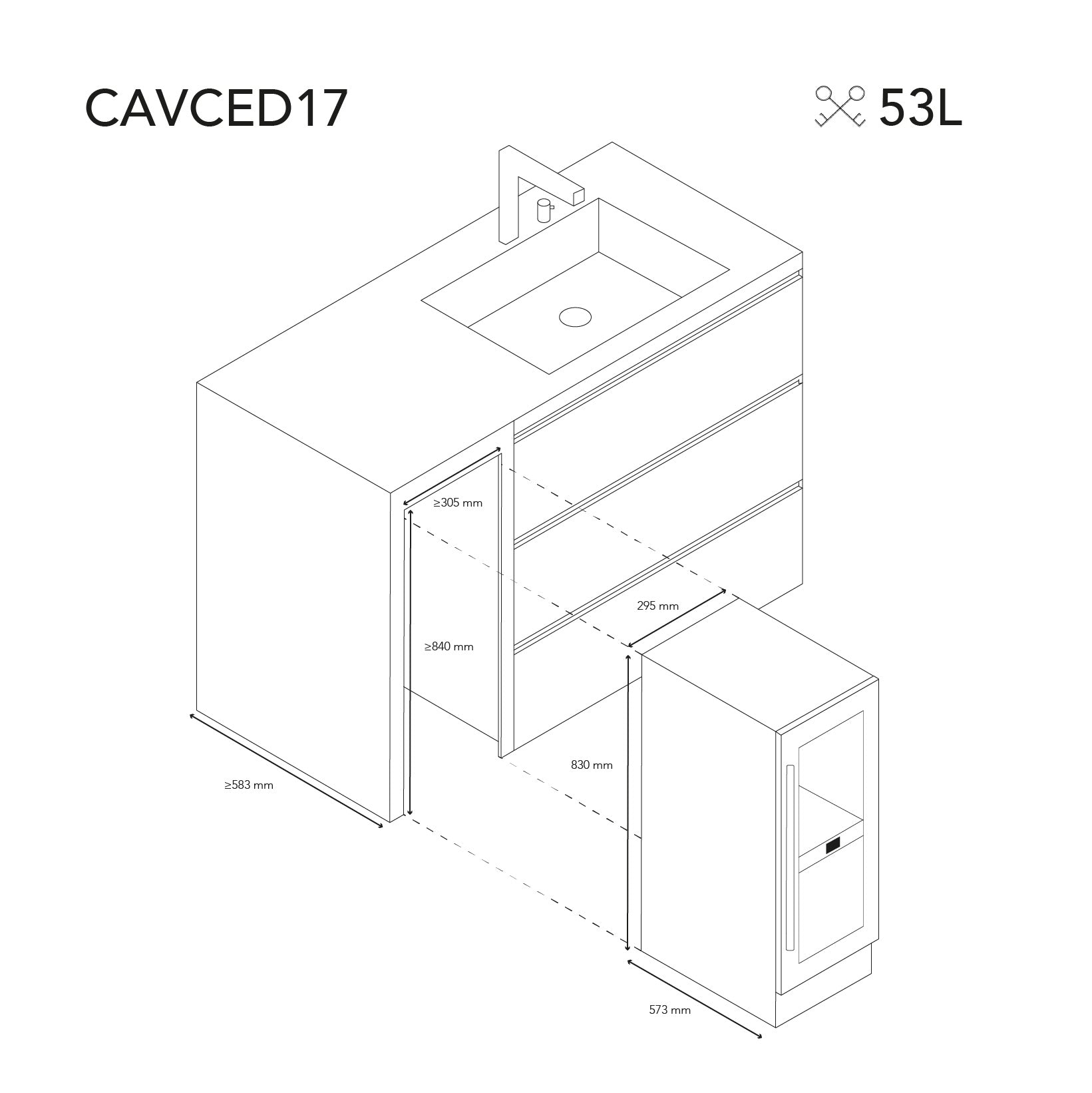 Wine refrigerator 17 bottles Les Petits Champs CAVCED17
