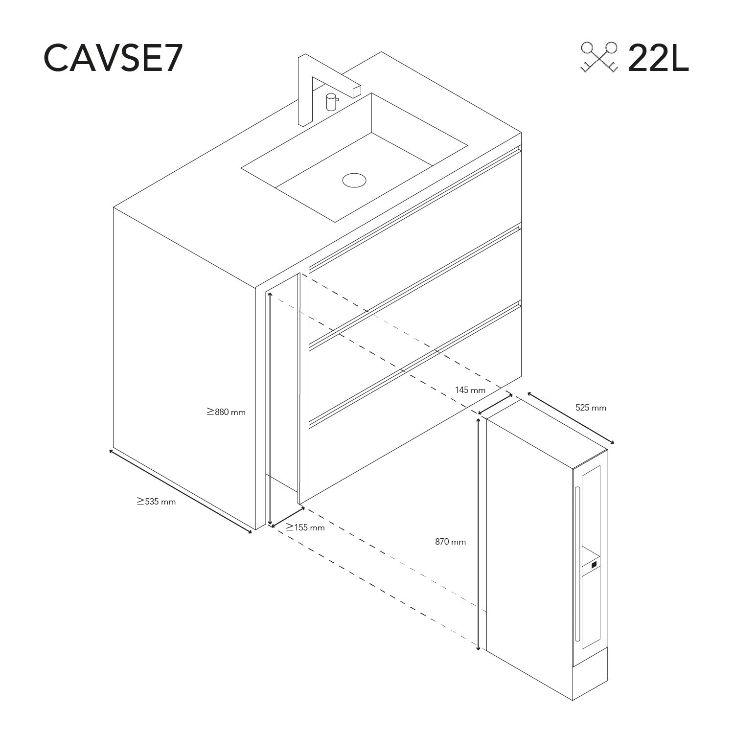 Weinkühlschrank 7 Flaschen Les Petits Champs CAVSE7