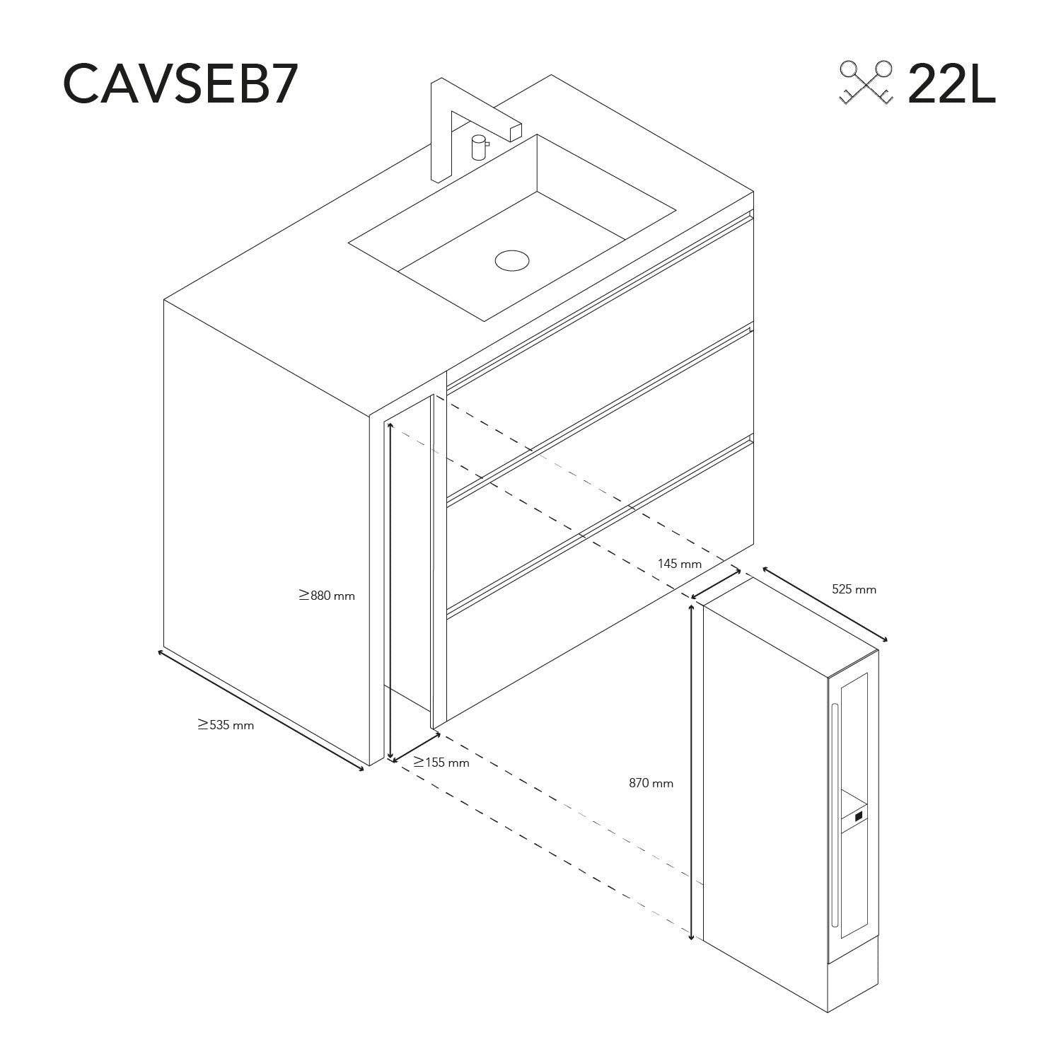 Weinkühlschrank 7 Flaschen Les Petits Champs CAVSEB7 Black