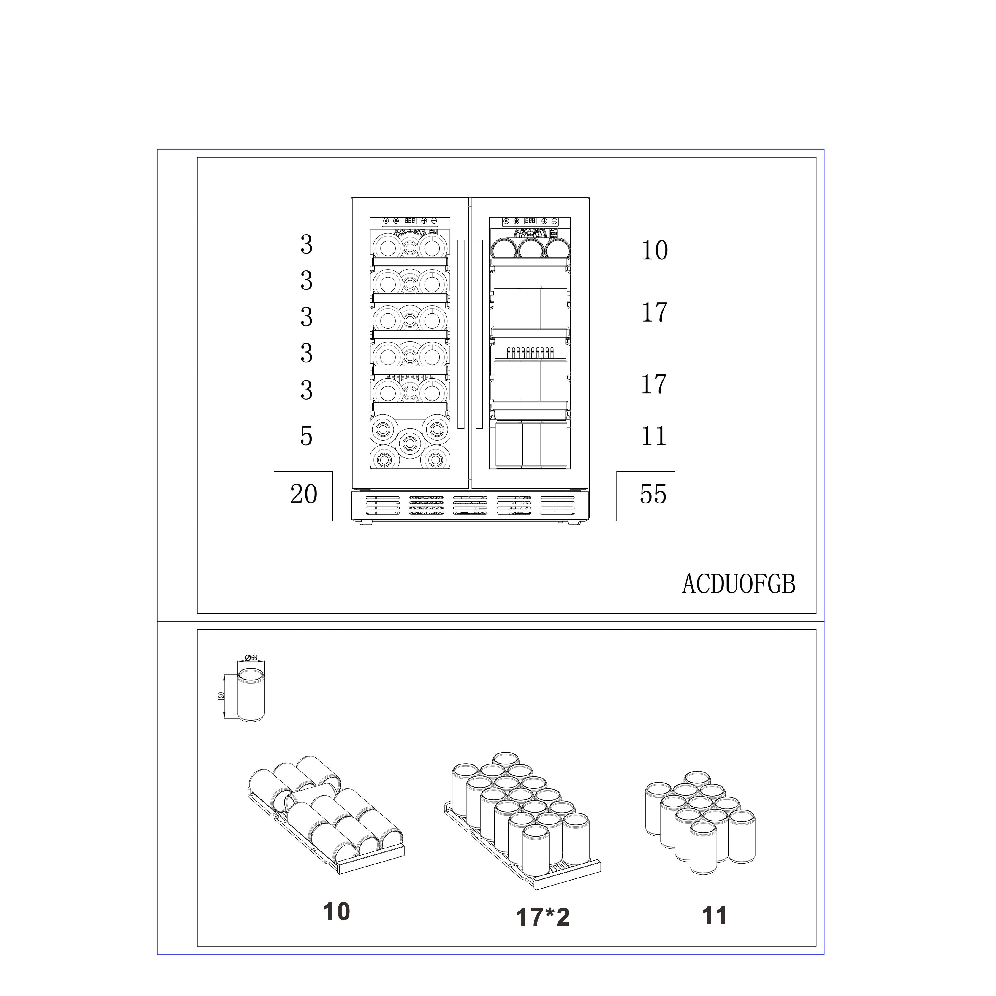 Weinkühlschrank 20 Flaschen Arctic Collection 60 Duo Fullglass Black