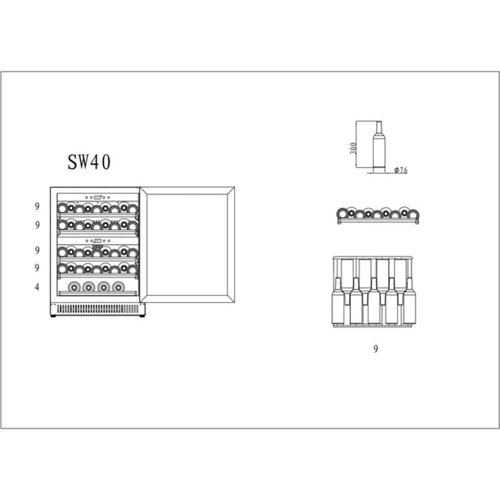 Weinkühlschrank 40 Flaschen Scandinavian Collection 40 Fullglass Black