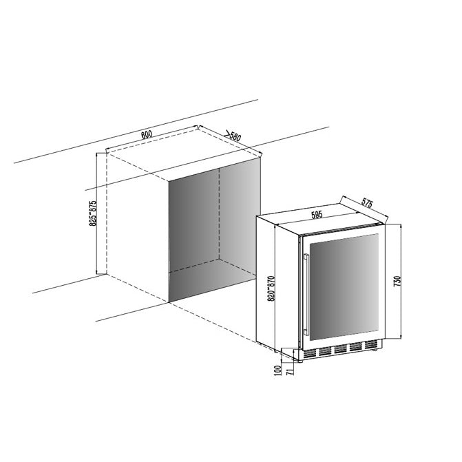Weinkühlschrank 46 Flaschen Arctic Collection 60D Fullglass Black