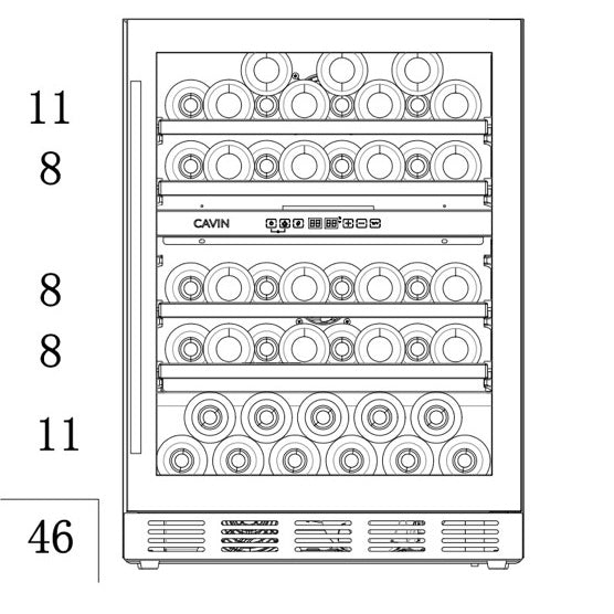 Weinkühlschrank 46 Flaschen Arctic Collection 60D Fullglass Black