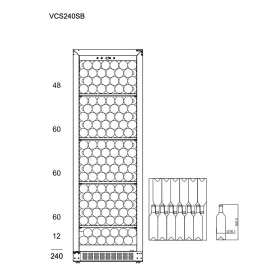 Weinklimaschrank 239 Flaschen mQuvée Velvet 170 Solid