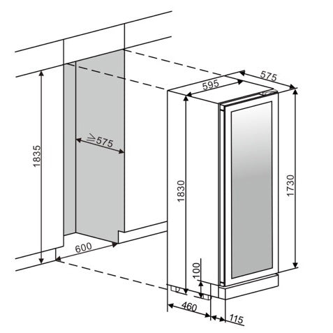 Weinkühlschrank 118 Flaschen WineCave 187 Anthracite Black Label View