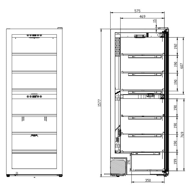 Weinkühlschrank 126 Flaschen WineExpert 126 Fullglass Black