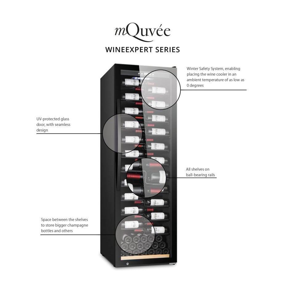 Weinkühlschrank 126 Flaschen WineExpert 126 Fullglass Black