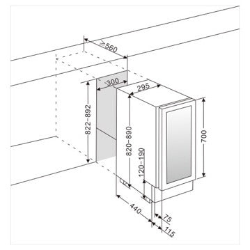 Weinkühlschrank 16 Flaschen WineCave 700 30S Anthracite Black Champagne