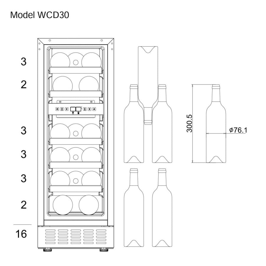 Weinkühlschrank 16 Flaschen WineCave 720 30D Powder White