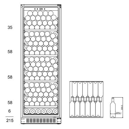 Weinkühlschrank 215 Flaschen WineStore 215 Full Glass Black