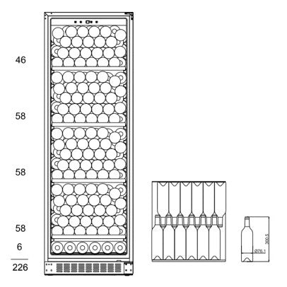 Weinkühlschrank 226 Flaschen WineStore 226 Solid Black