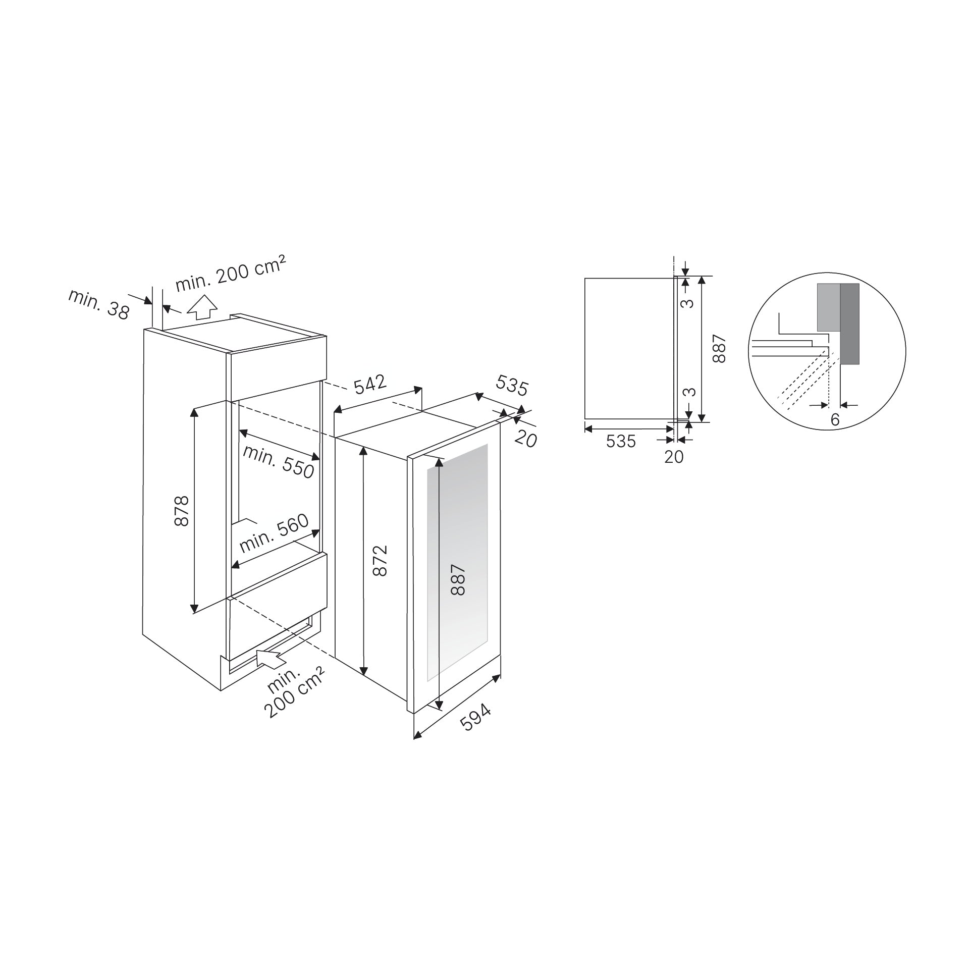 Weinkühlschrank 38 Flaschen Küppersbusch FWK2852.0S dimensions