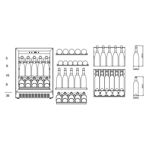 Weinkühlschrank 45 Flaschen WineCave 700 60S Anthracite Black Champagne