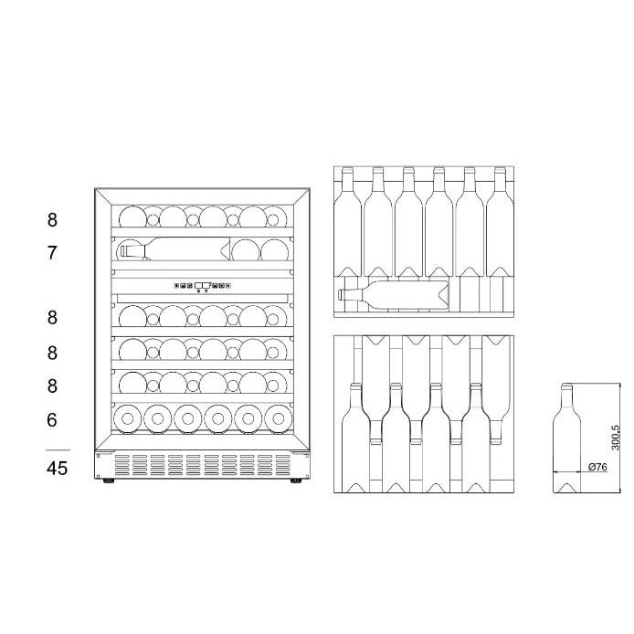 Weinkühlschrank 45 Flaschen WineCave 780 60D Stainless