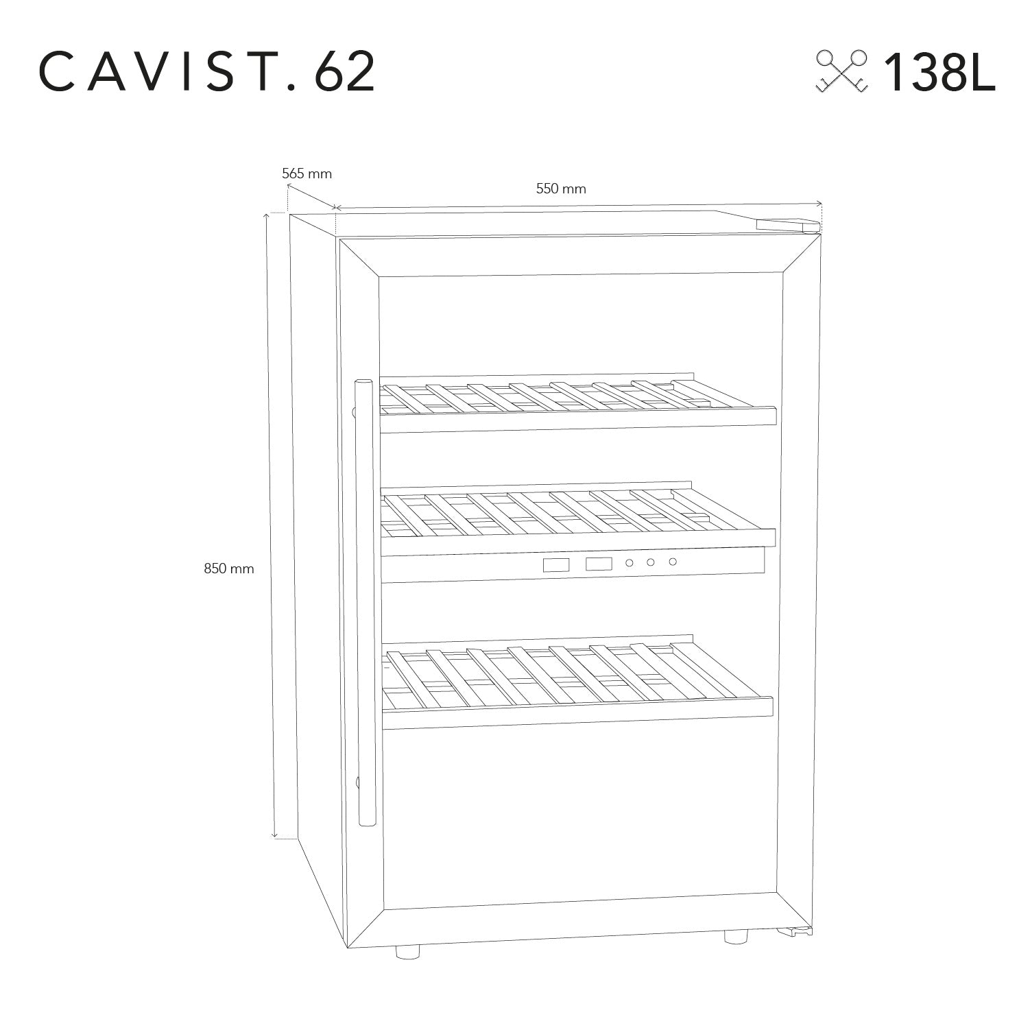 Weinkühlschrank 62 Flaschen CAVCDB62