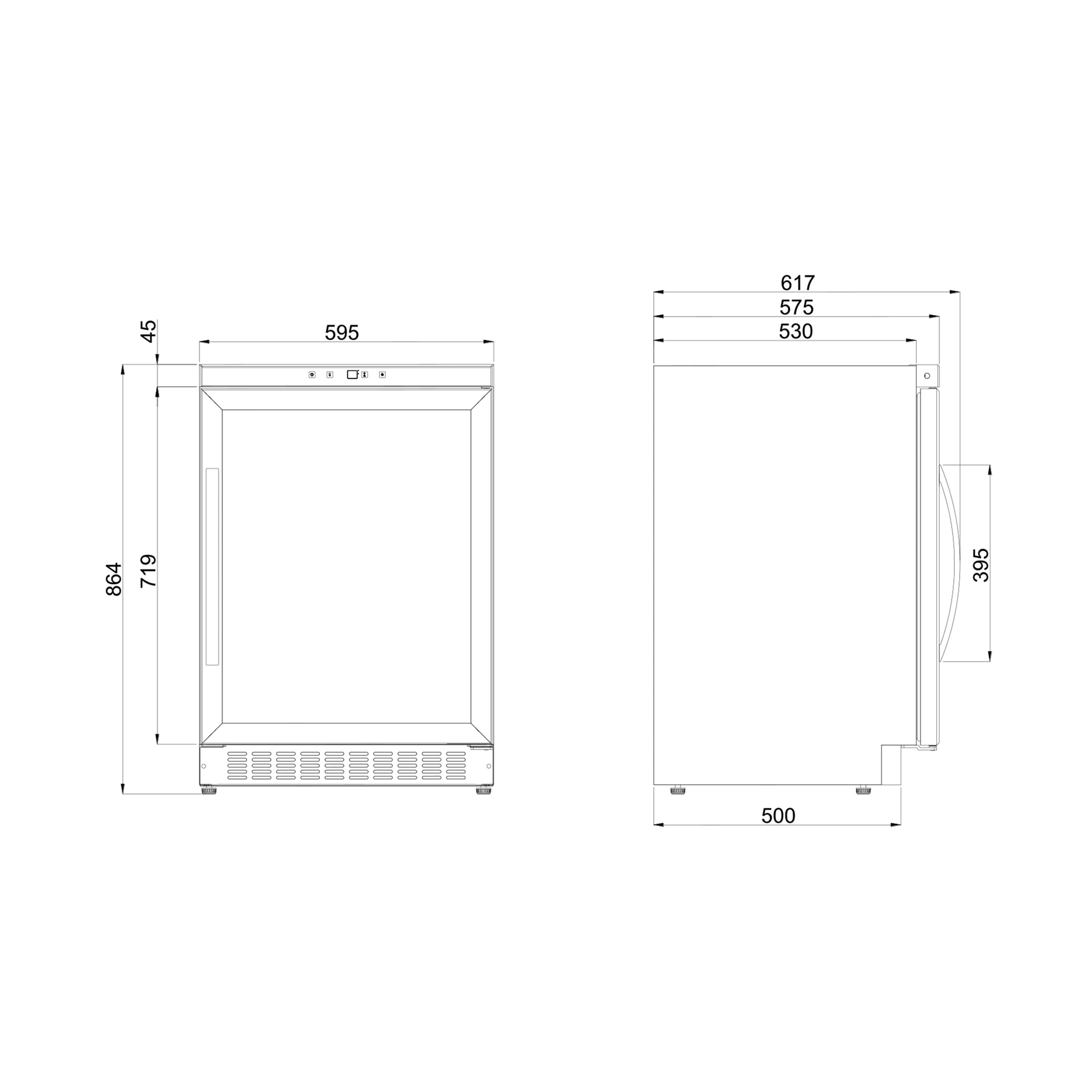Weinkühlschrank 68 Flaschen Dometic B68G dimensions