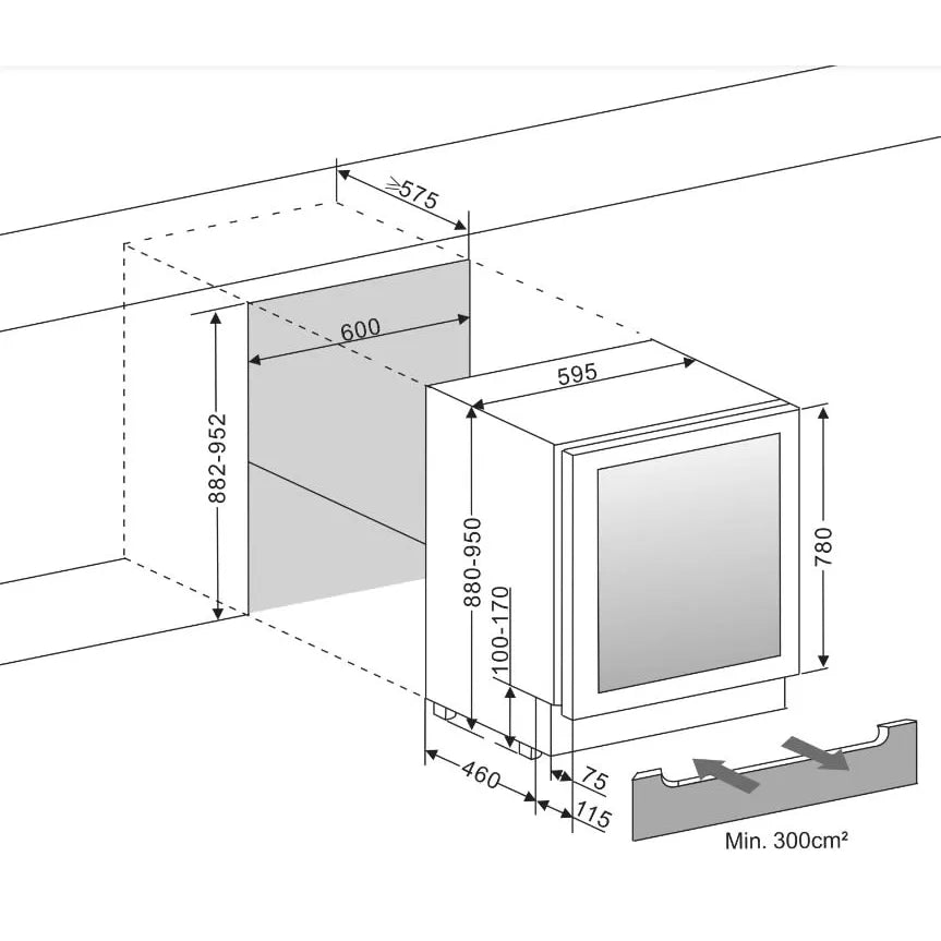 Weinkühlschrank 45 Flaschen WineCave 780 60D Anthracite Black