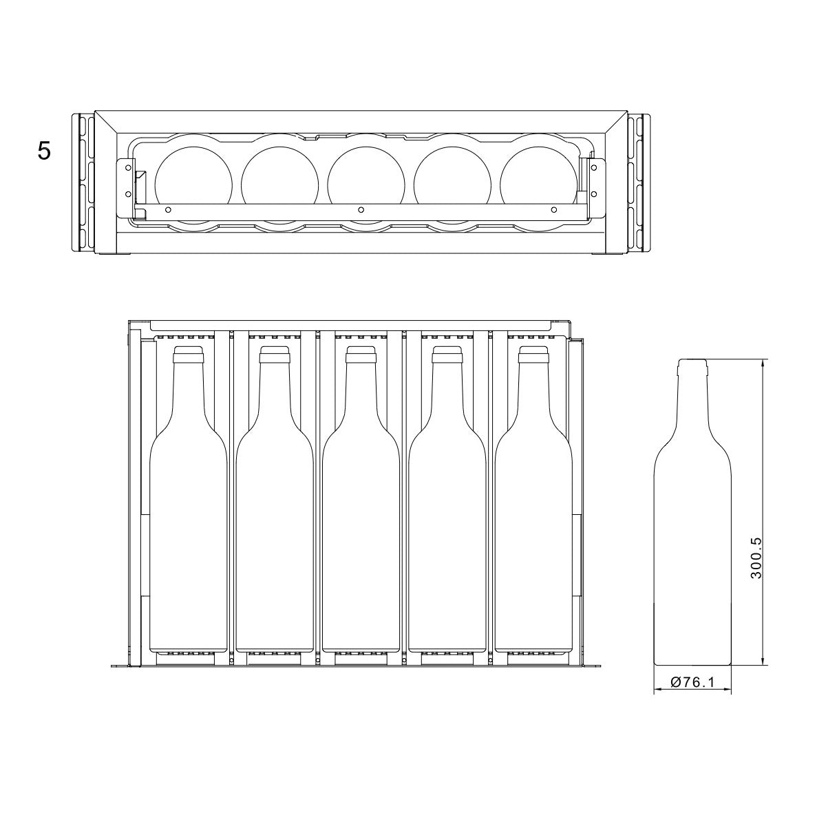Built-in wine cooler WineKeeper Exclusive 5S Fullglass Black Push-Pull