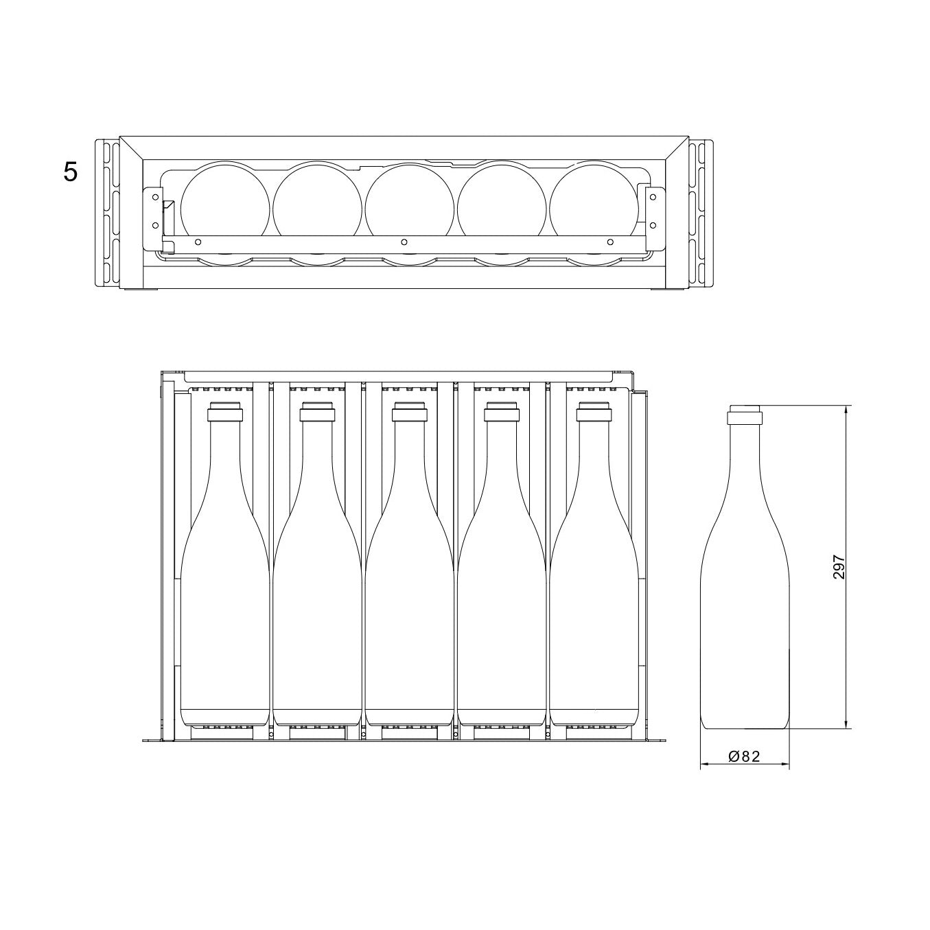 Built-in wine cooler WineKeeper Exclusive 5S Fullglass Black Push-Pull