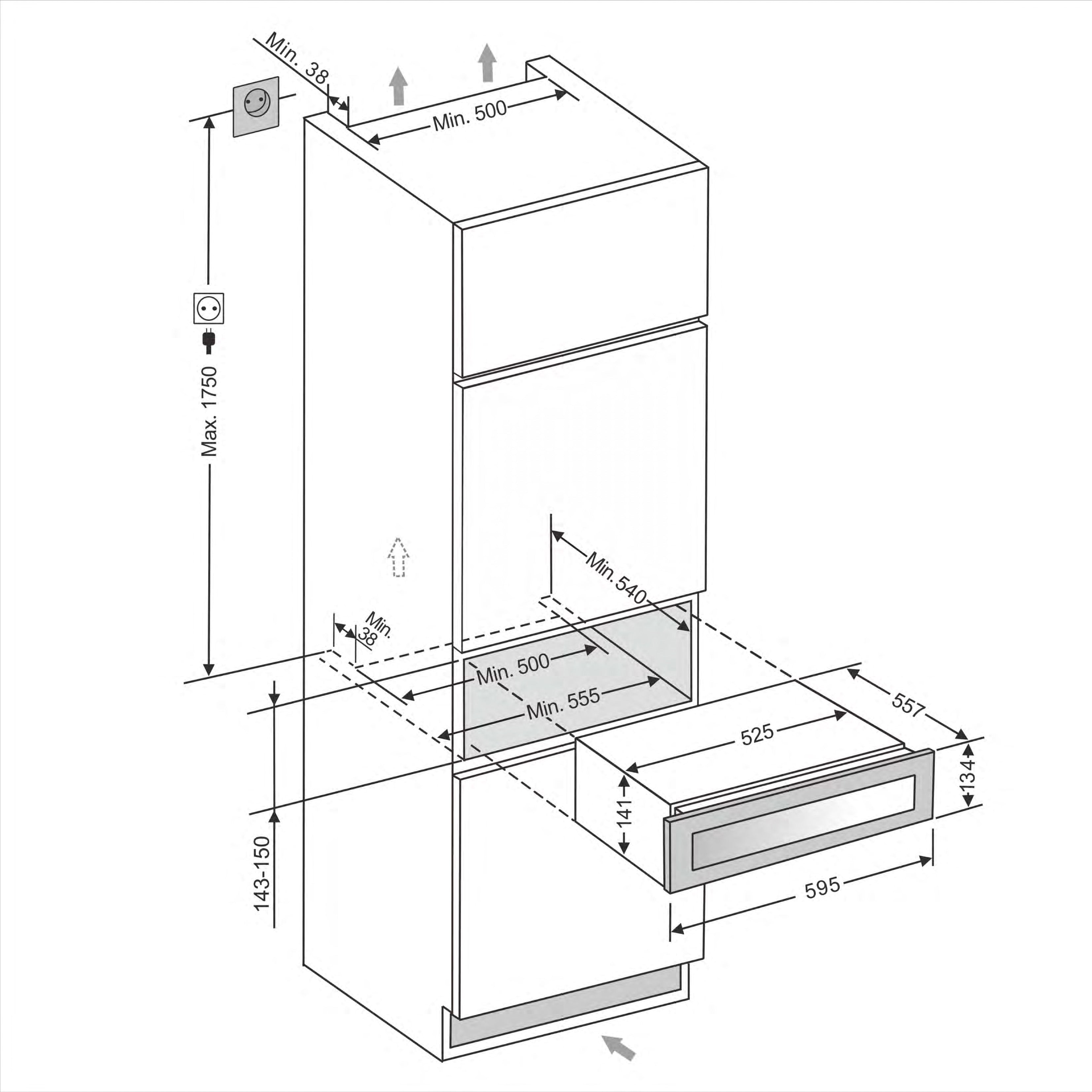 Built-in wine cooler WineKeeper Exclusive 5S Fullglass Black Push-Pull