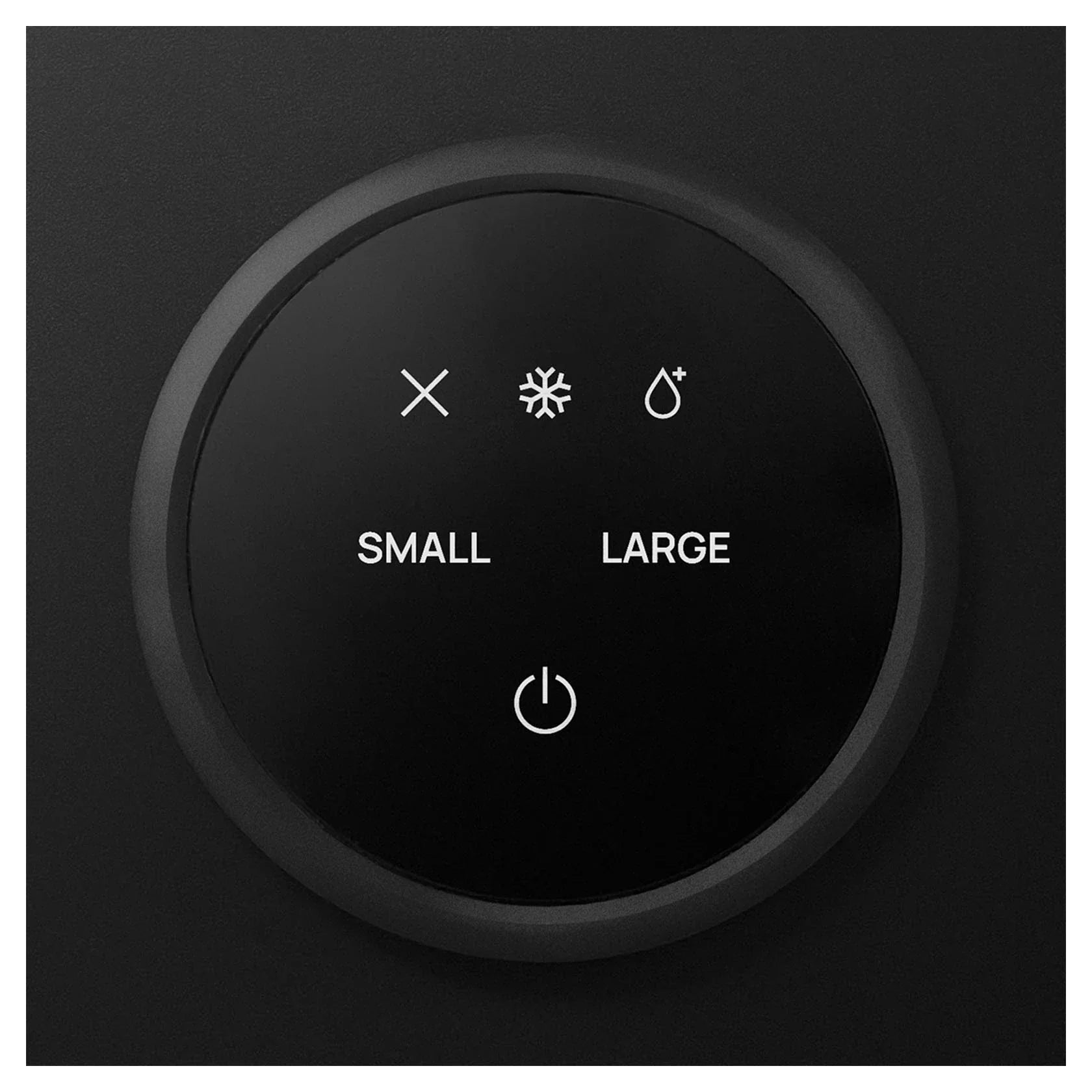 Touch-Bedienfeld des BEEZER IceCube mini mit den Würfelgrößen SMALL und LARGE