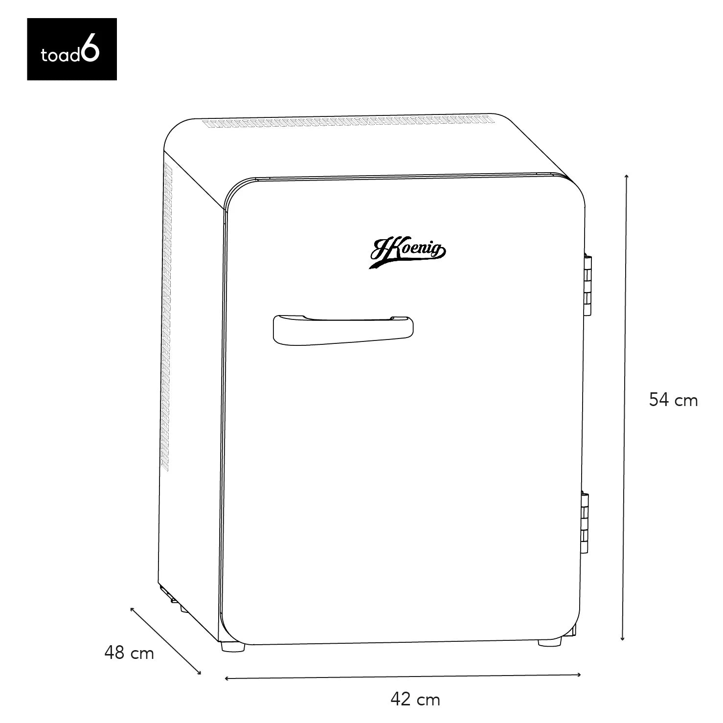 H.Koenig TOAD6 Retro Mini Kühlschrank in Rosa mit kompaktem Gehäuse