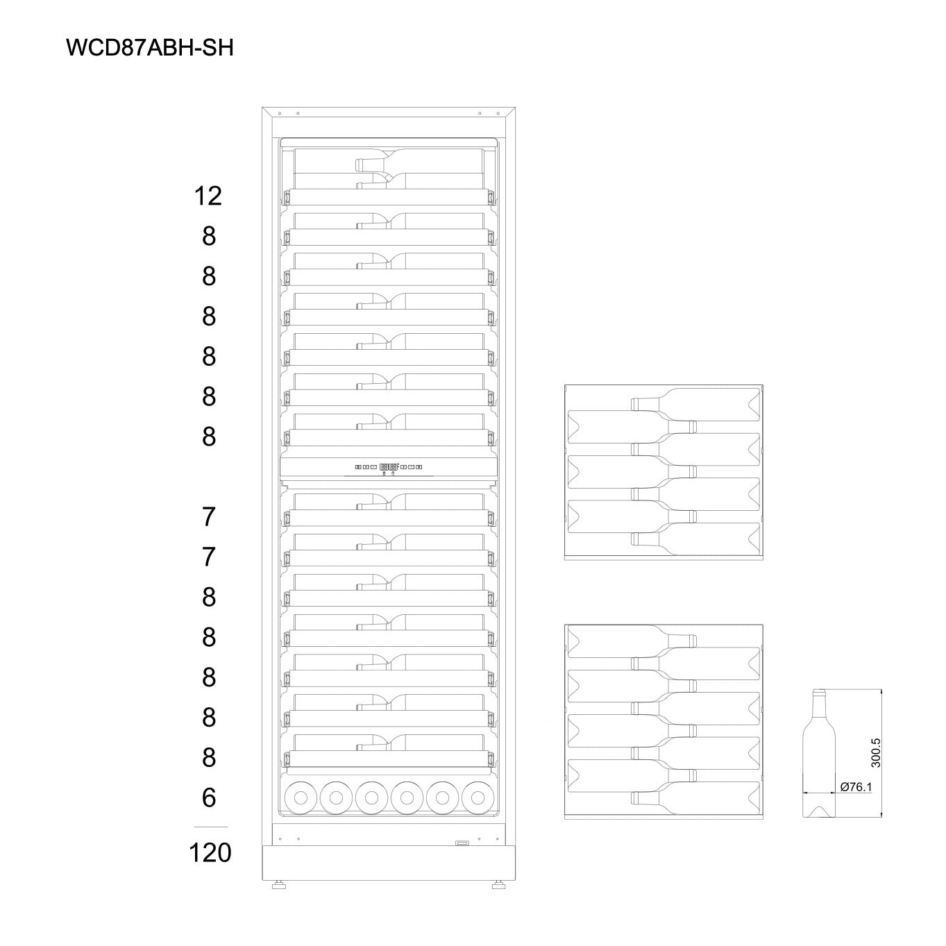 Weinkühlschrank 115 Flaschen WineCave 187 Anthracite Black