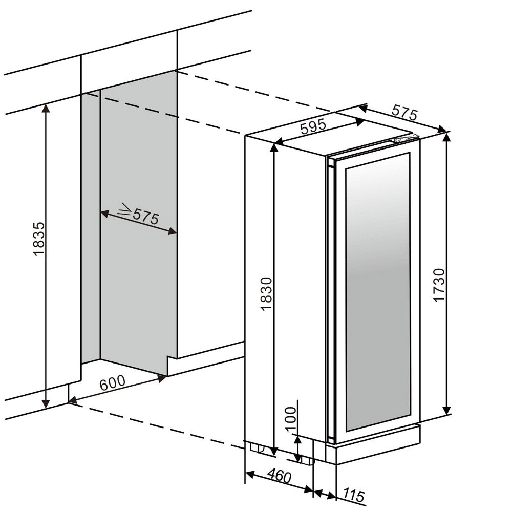 Weinkühlschrank 115 Flaschen WineCave 187 Anthracite Black