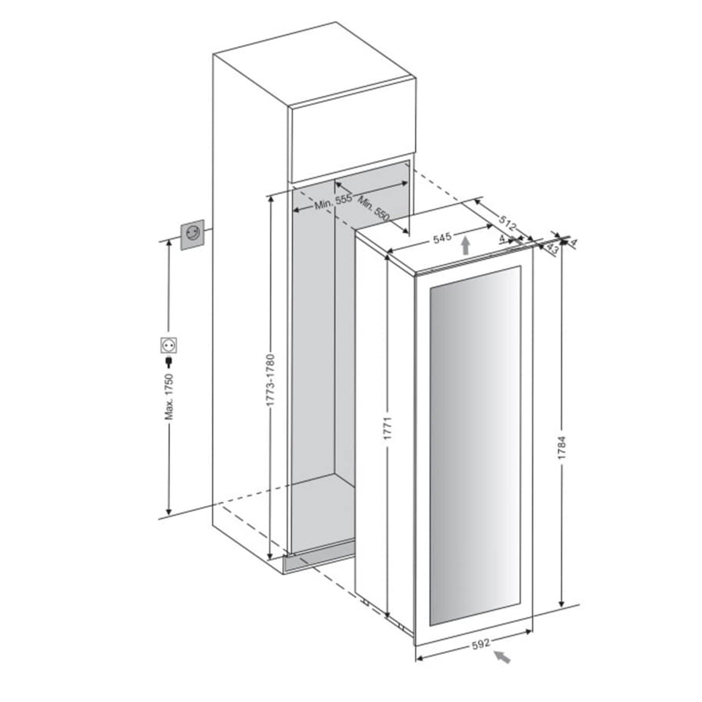 Weinkühlschrank 112 Flaschen WineKeeper 112D Fullglass Black Push/Pull