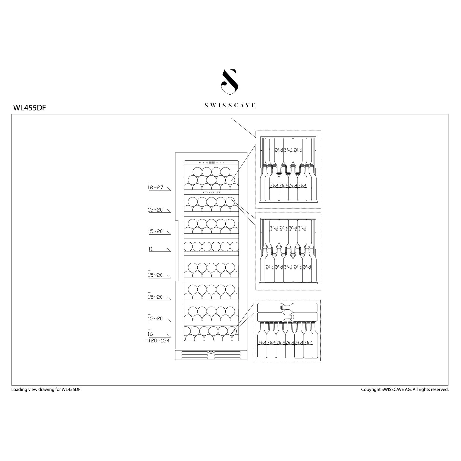 Weinkühlschrank 154 Flaschen Swisscave WL455DF