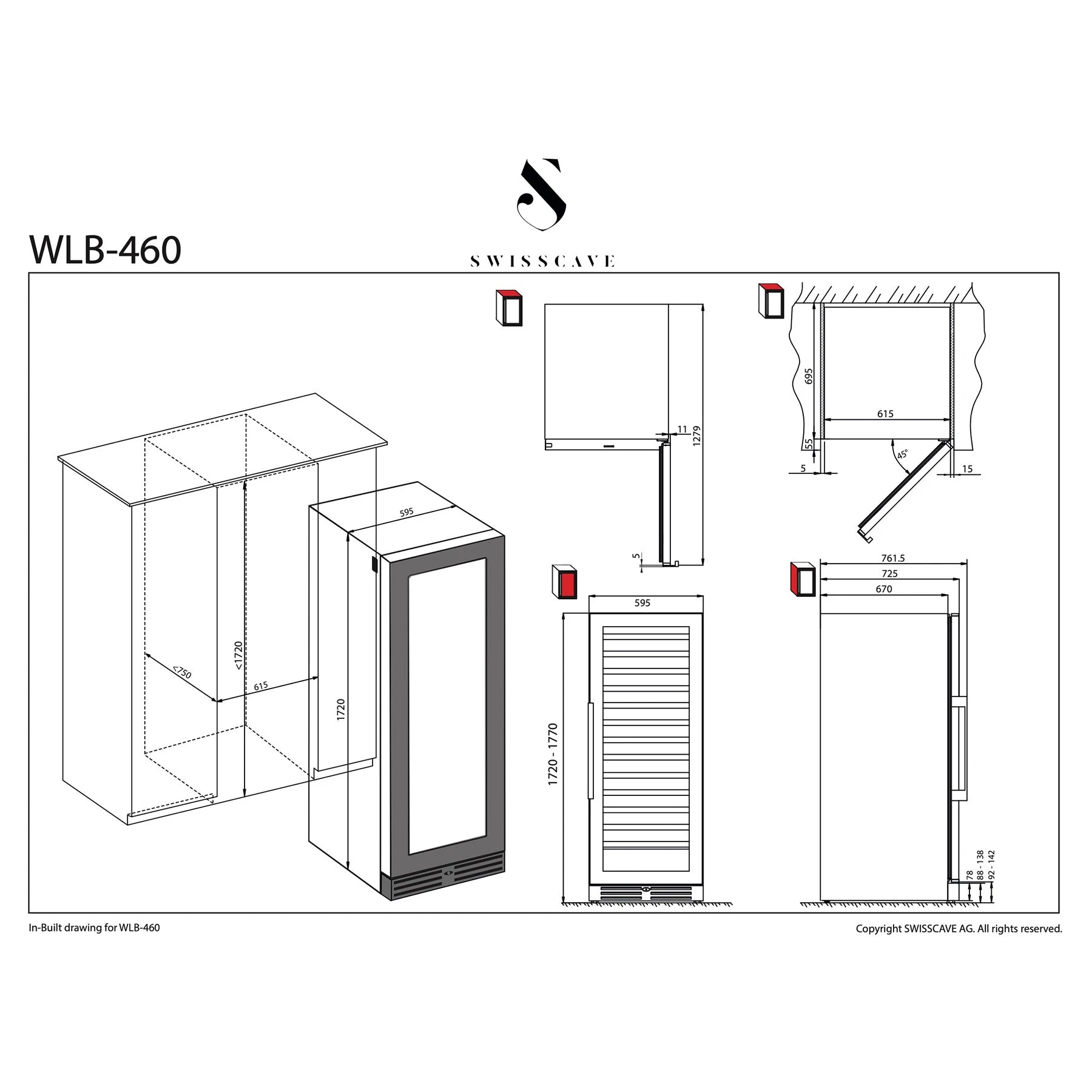 Weinkühlschrank 151 Flaschen Swisscave WLB-460FLD-MIX