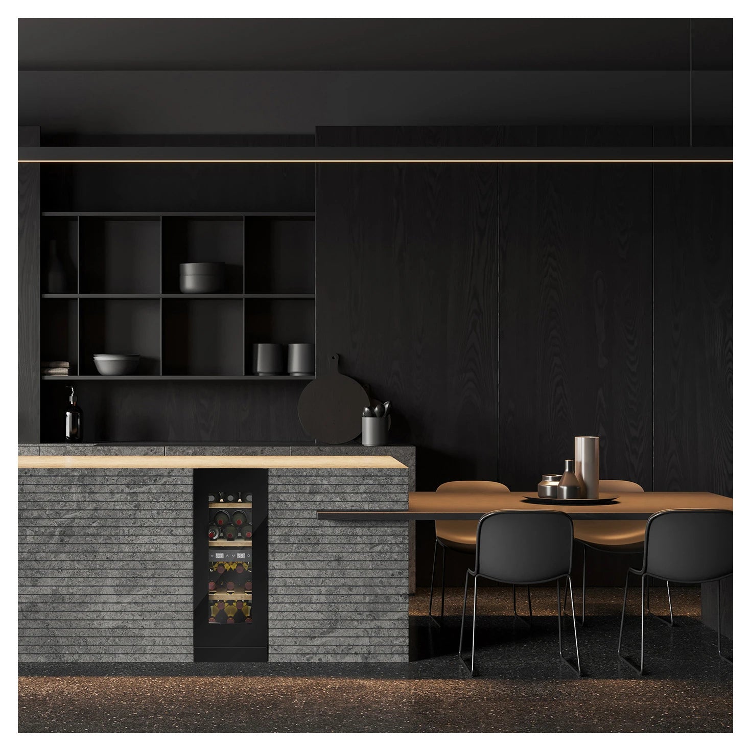 Unterbau-Weinkühlschrank CASO Design WineDeluxe WDU 18 in einer Küche
