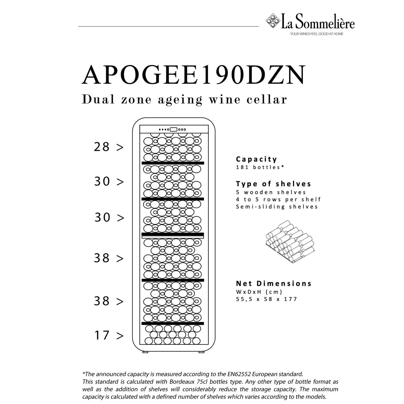 Wine Cellar 181 bottles La Sommelière APOGEE 190DZN