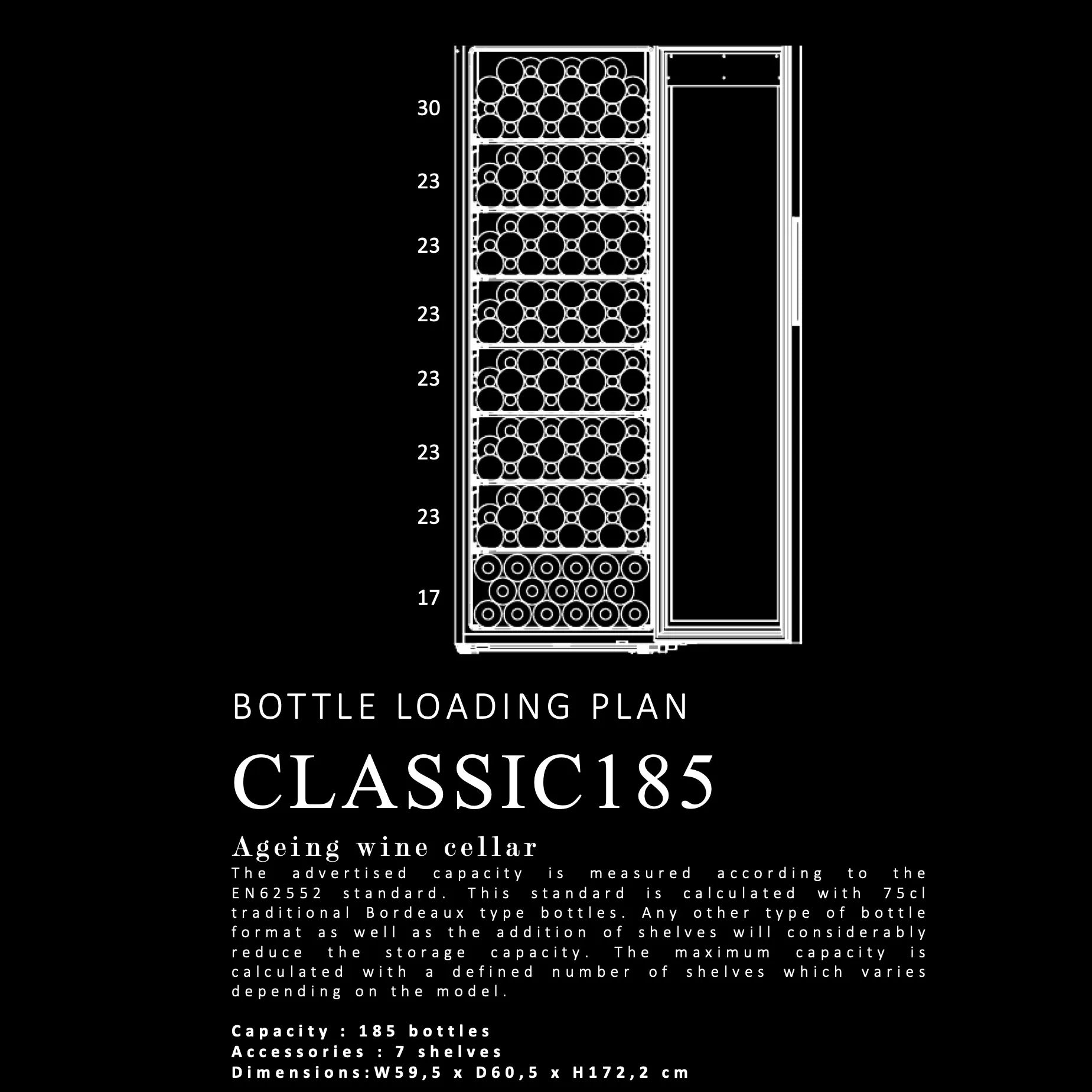 Wine Cooler 185 bottles La Sommelière CLASSIC185