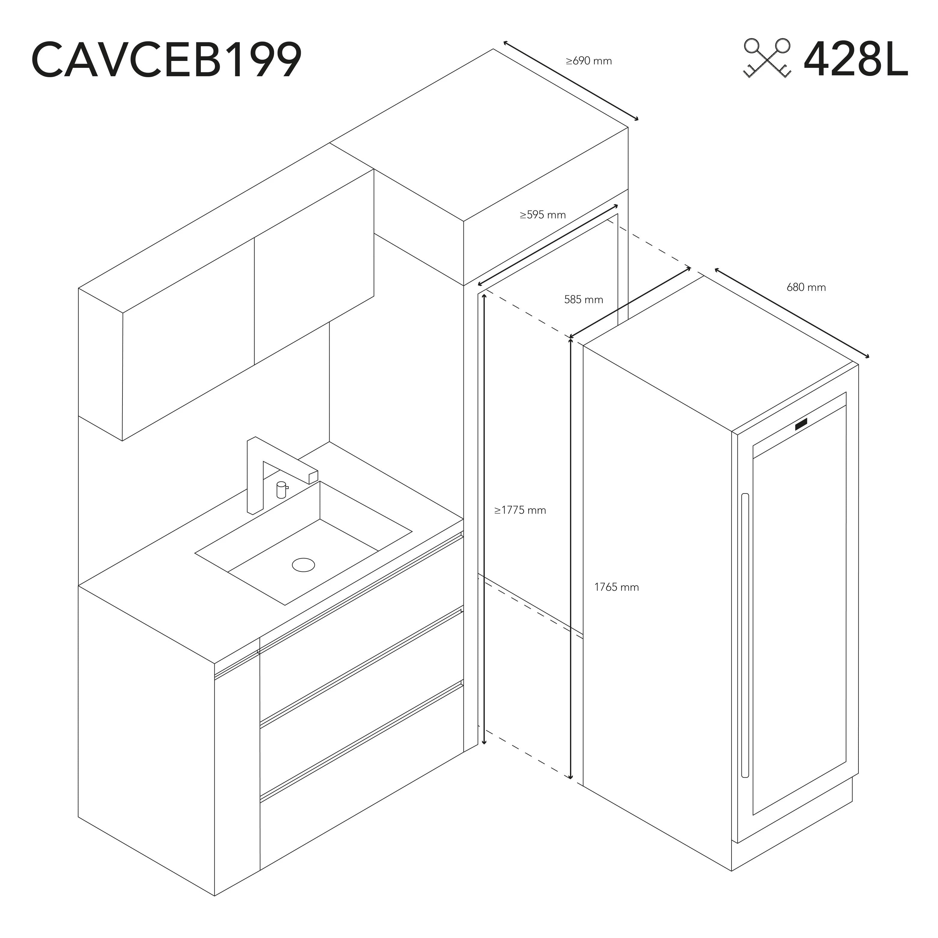 Wine Cooler 199 bottles Les Petits Champs CAVCEB199