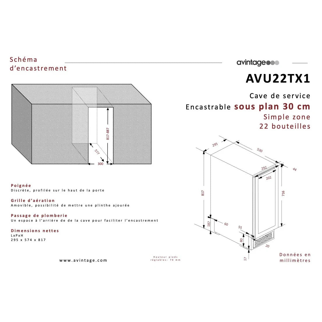Weinkühlschrank 22 Flaschen Avintage AVU22TX1