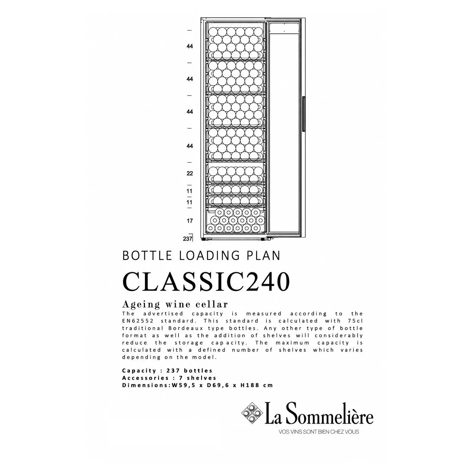 Weinkühlschrank 237 Flaschen La Sommelière CLASSIC240