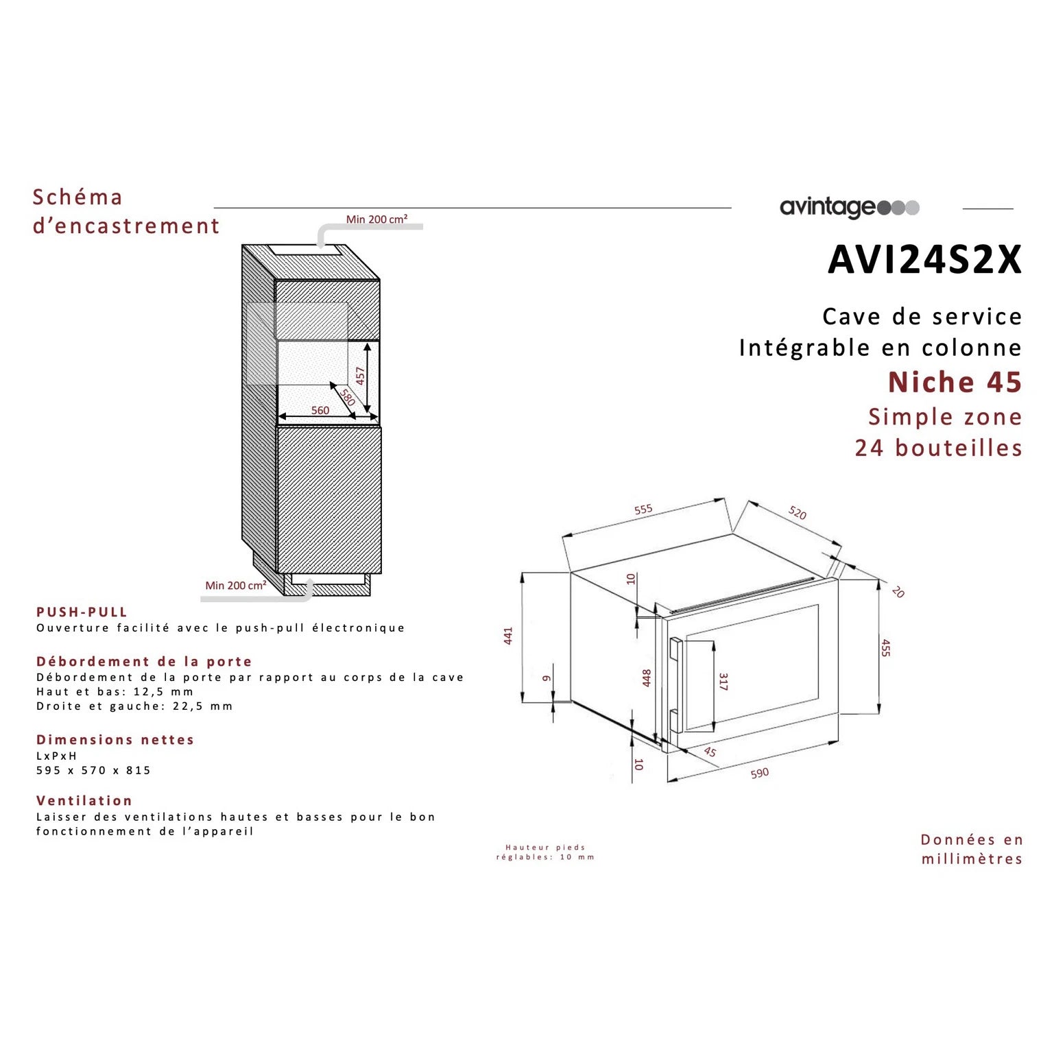 Weinkühlschrank 24 Flaschen Avintage AVI24S2X