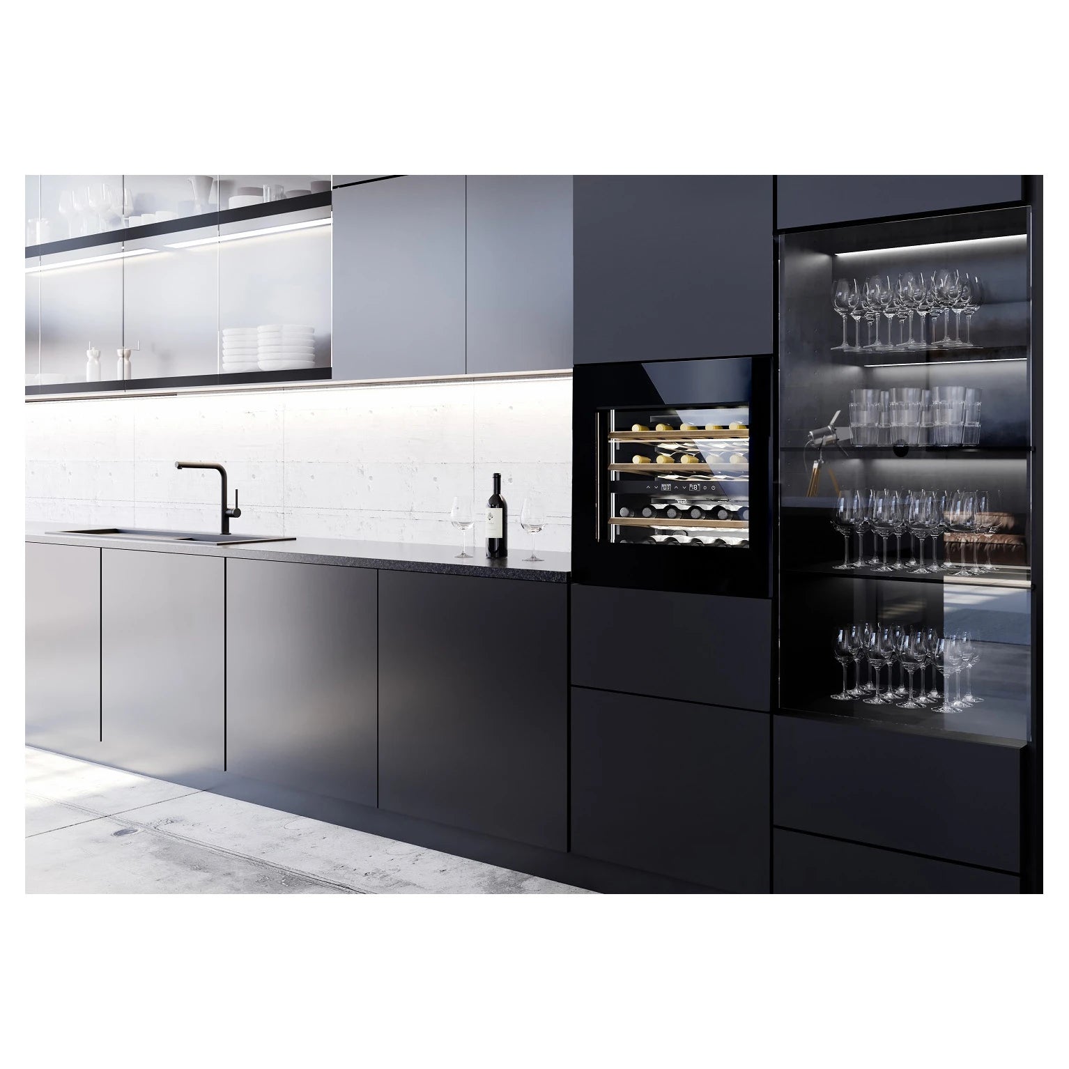 Einbau-Weinkühlschrank CASO Design WineDeluxe WD 24 in einer Küche eingebaut
