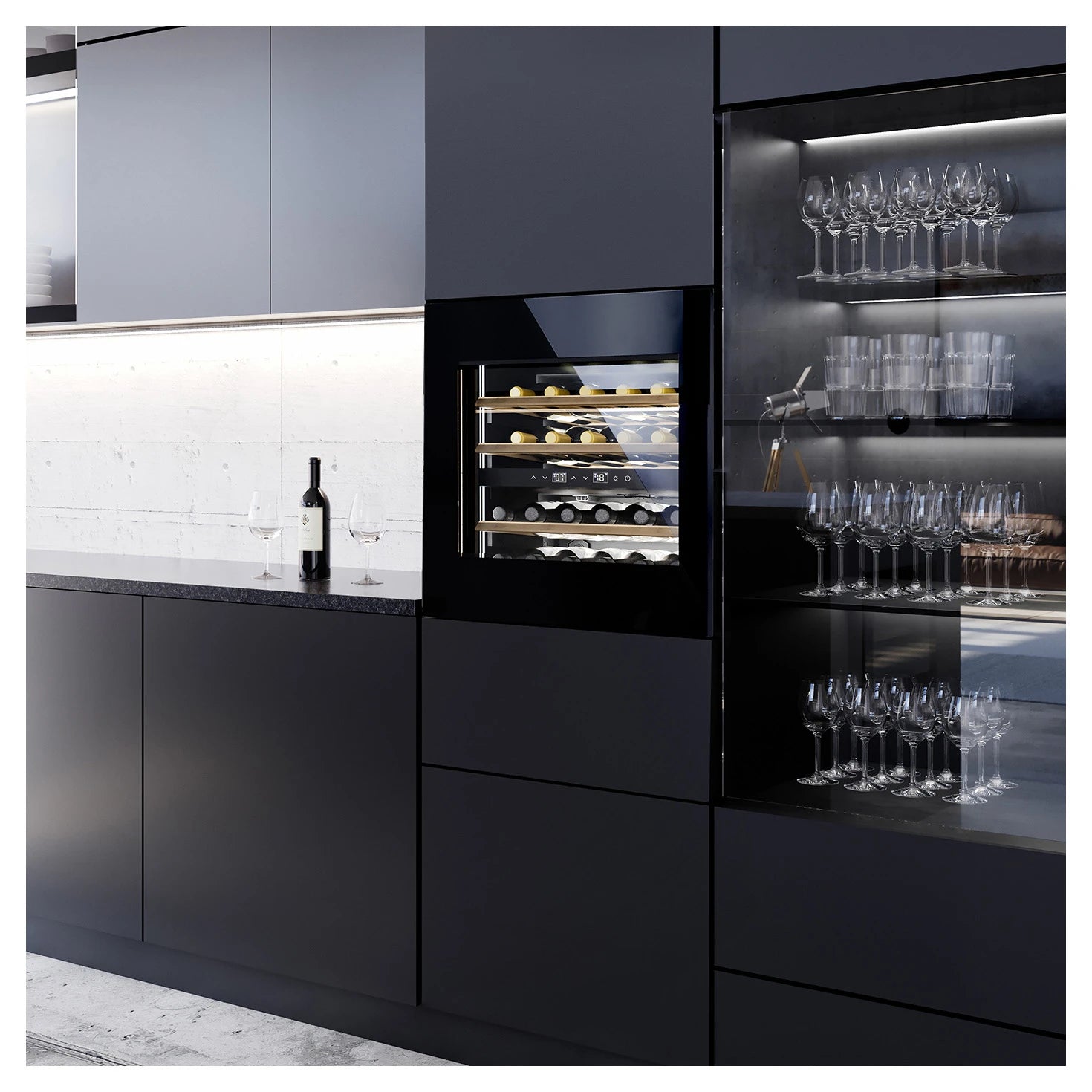 Einbau-Weinkühlschrank CASO Design WineDeluxe WD 24 in einer Küche eingebaut