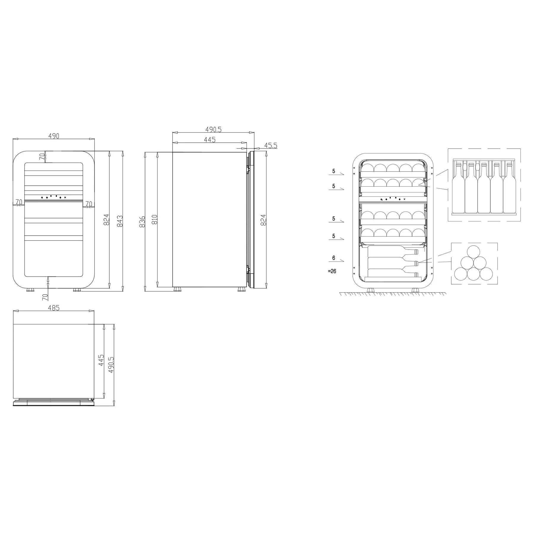 Weinkühlschrank 26 Flaschen Swisscave WLB-120DF-WHITE