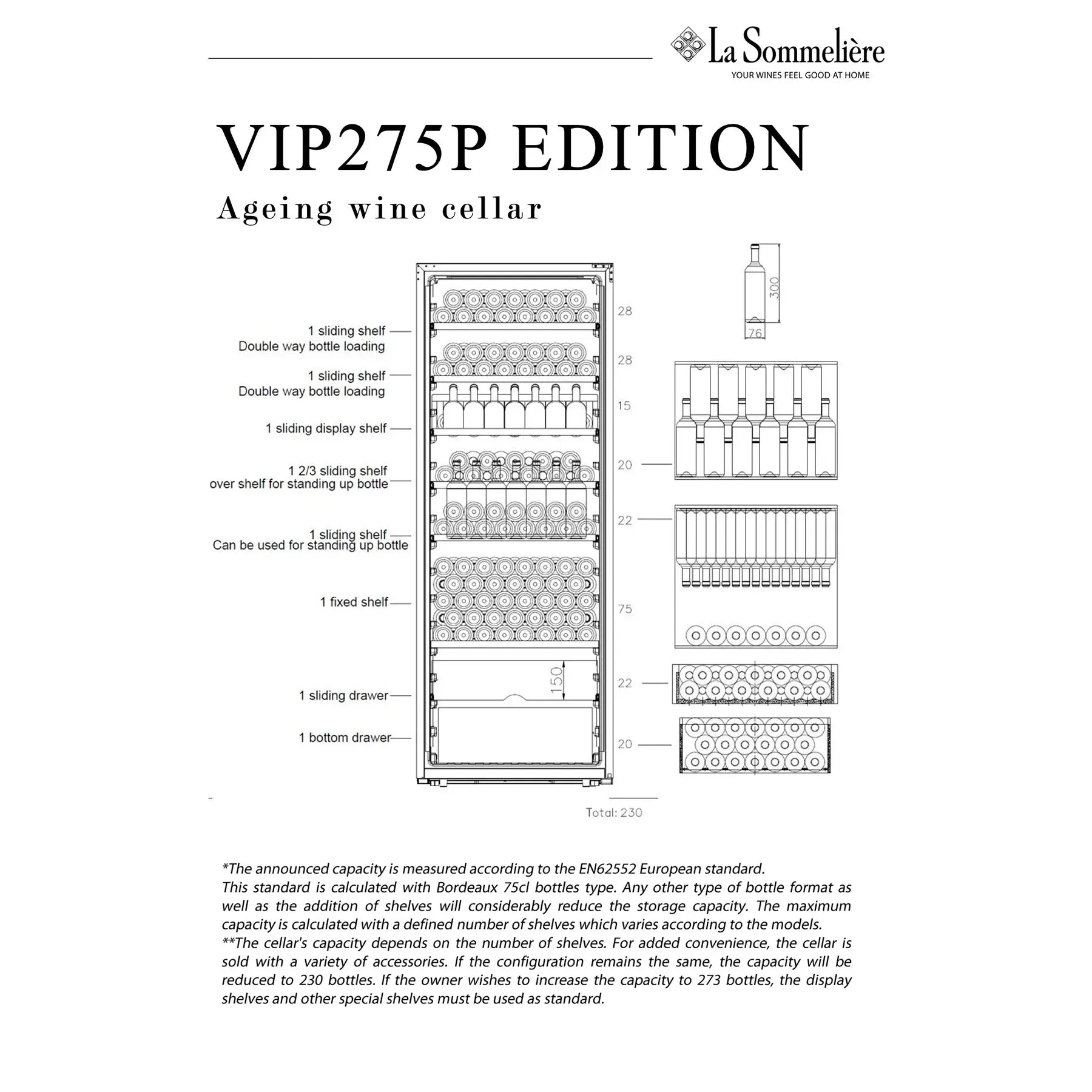 Weinkühlschrank 273 Flaschen La Sommelière VIP275P EDITION