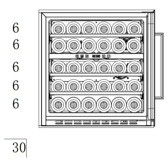 Wine Cooler 30 bottles Cavin Scandinavian Collection 60 Fullglass Black