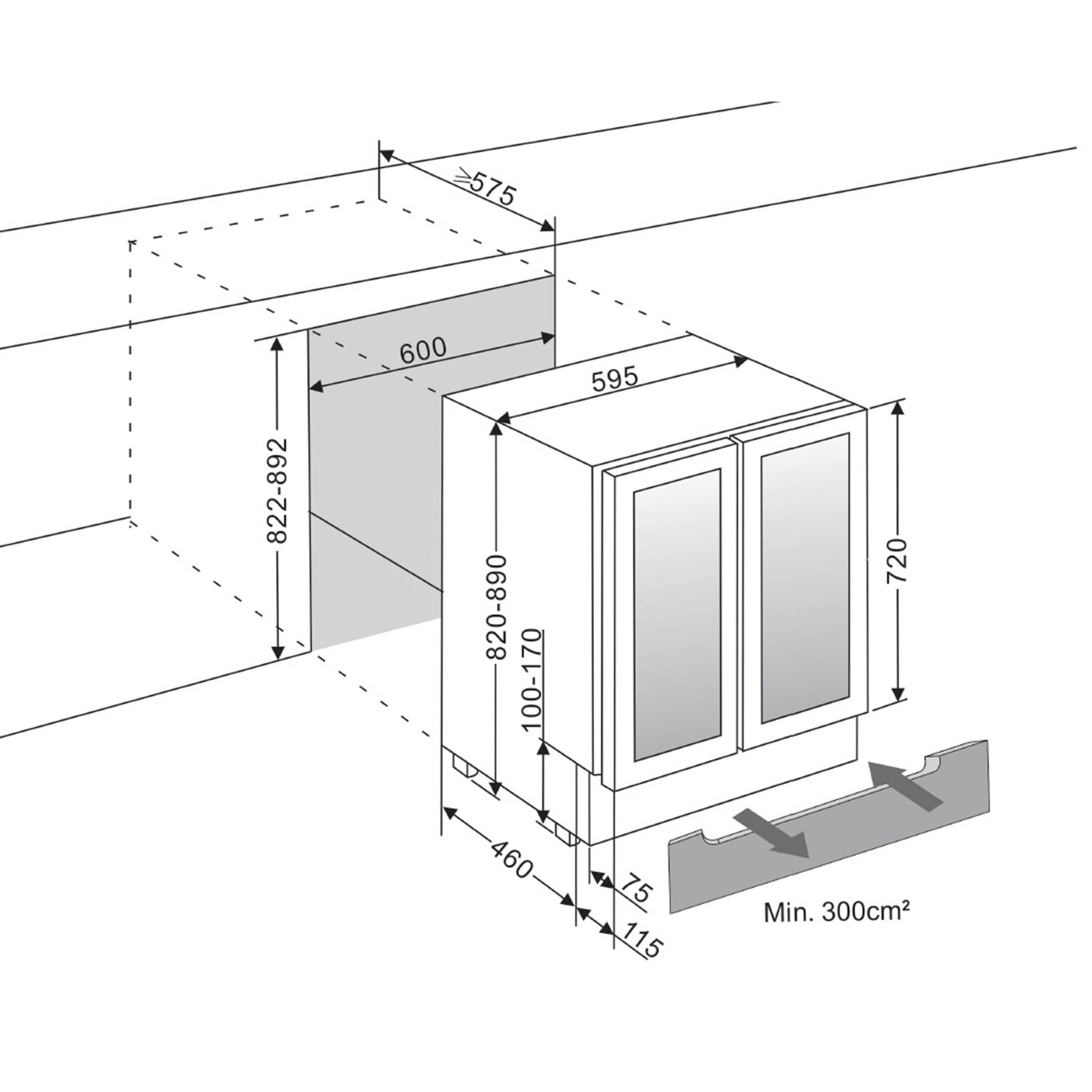 Weinkühlschrank 31 Flaschen WineCave 60D2 Stainless