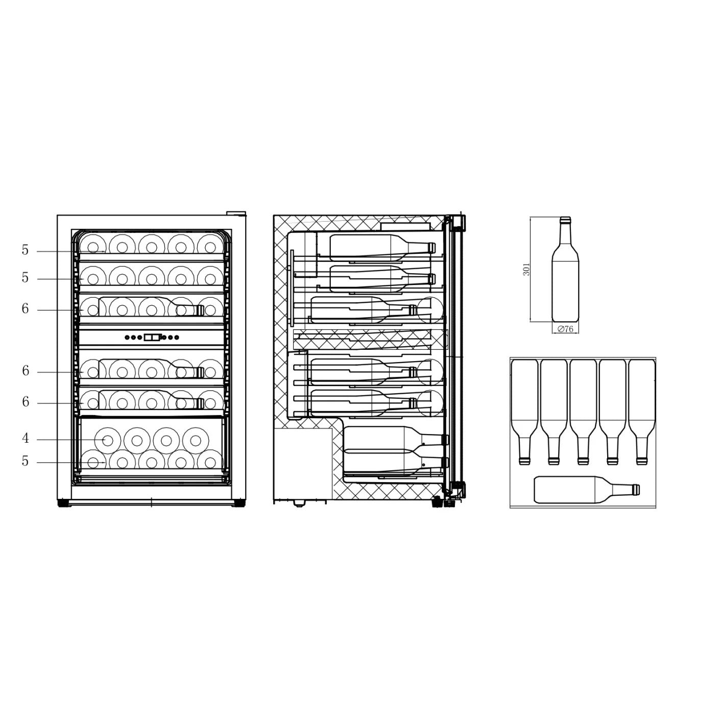 Wine cooler 37 bottles Cavin Polar Collection 52 stainless steel