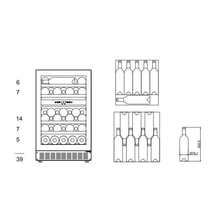 Wine Cooler 39 bottles mQuvée WineCave 700 50D Anthracite Black
