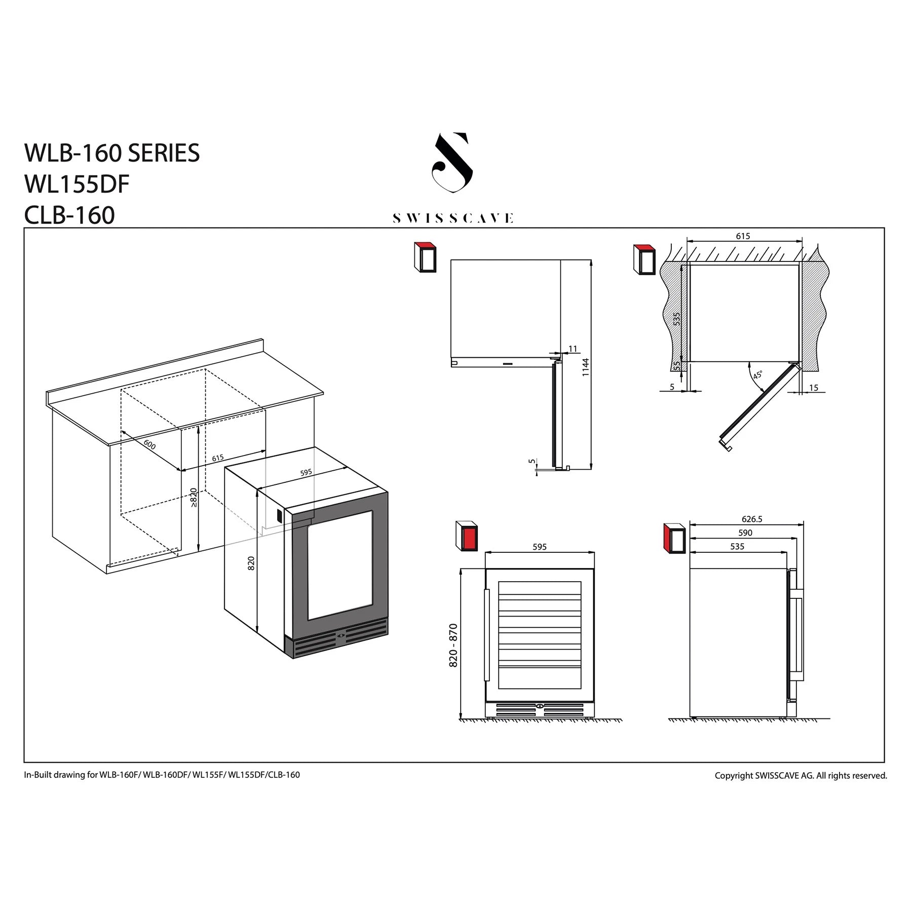 Weinkühlschrank 40 Flaschen Swisscave WL155DF