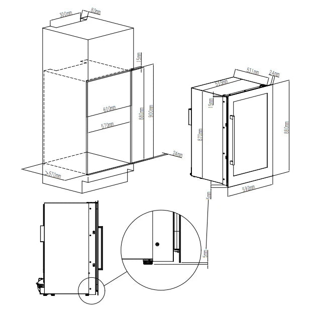 Wine Cooler 42 bottles Cavin Scandinavian Collection 90 Fullglass Black